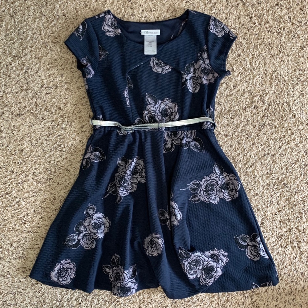 Bonnie Jean Navy w/ Flower Print Dress